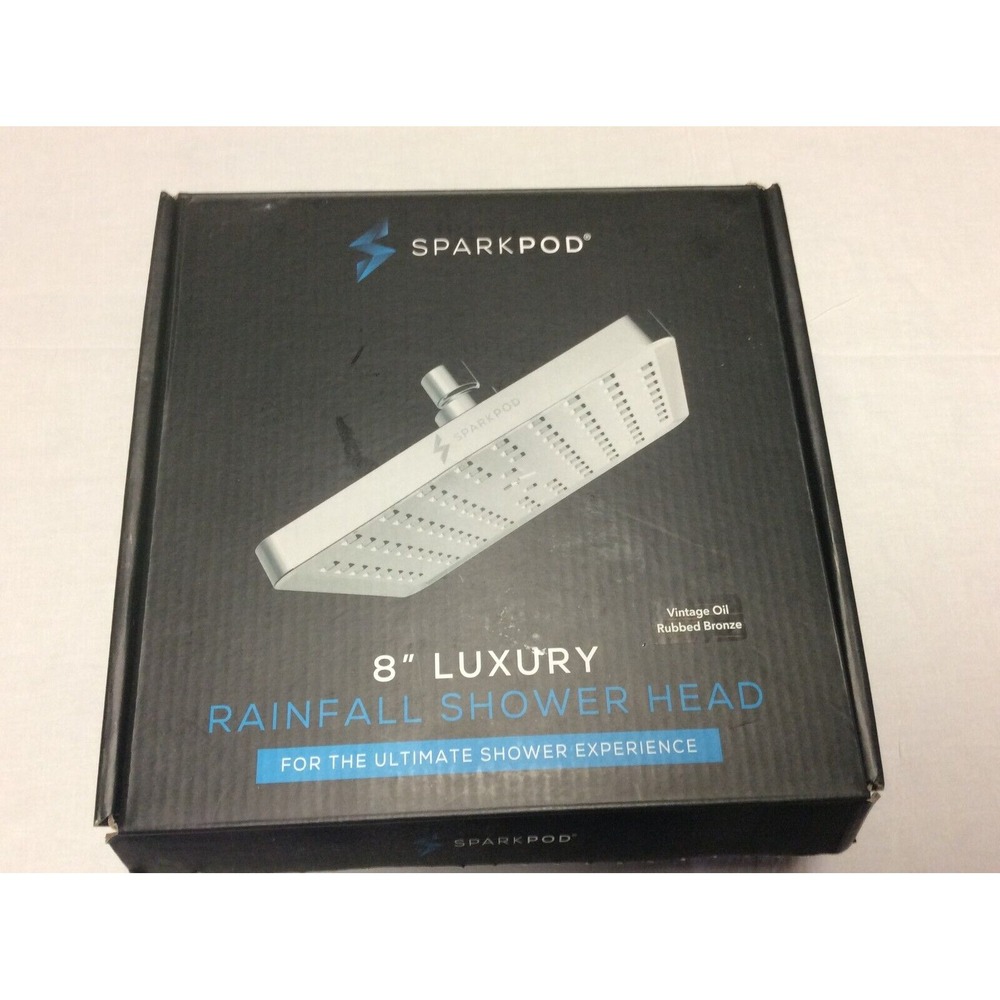 Brand new SPARKPOD 8 inch square shower head with box